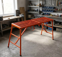 Plateforme de travail pliable avec marchepied, capacité 300 kg, acier Q235 robuste, échafaudage mobile portable, hauteur réglable, pour entrepôt et bricolage