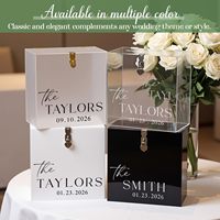 Boîte à cartes de mariage personnalisée en acrylique avec fente et serrure, couleur personnalisée, design portable pour réception de mariage, élégante boîte à enveloppes pour argent