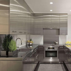 전체 집 맞춤형 미국 소프트 닫기 경첩 아래로 당겨 금속 스테인레스 스틸 주방 찬장 캐비닛 가정용 주방 - Product Image 2