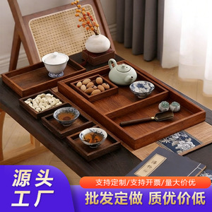Wooden multi-compartment <b>tea</b> <b>tray</b> with handle, suitable for home use, restaurant, or <b>tea</b> brewing, simple Chinese style solid - Product Image 4
