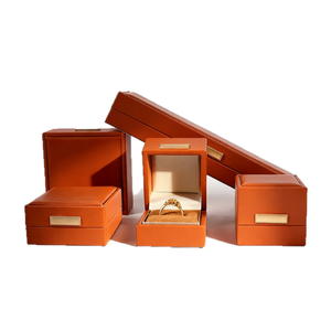 Whole Set High-End Retro <b>Brown</b> Faux Leather <b>Gift</b> <b>Boxes</b> with Magnetic Closure Rectangular Metal Nameplate Lid Four-Color Printed - Product Image 1
