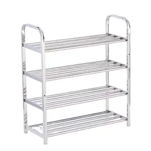 Wholesale Elegant Design Fit For Different Room Decoration Modern Boutique Stainless Steel Living Portable Vertical Shoe Rack