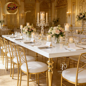 Factory Sale Ultra Modern Hotel Furniture Gold Gilt Stainless Steel Frame Rectangle <b>Table</b> For Dining room - Product Image 2