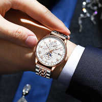 Relojes de Cuarzo POEDAGAR 908, Reloj de Lujo para Hombre de Negocios, Reloj Casual de Acero Inoxidable con Calendario, Relojes de Pulsera para Hombre