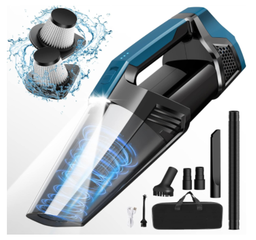 Car Vacuum Cordless Handheld Vacuum Cleaner with LED Lights, Storage Bag, Handheld Vacuum Cleaner Portable Rechargeable
