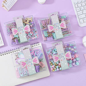 مخصص لون الماكرون مجموعة أربع خلايا مشبك ورقي تذكرة مجموعة تجليد المكتب توريد المصنع مباشرة Pushpin معدني - Product Image 1