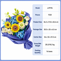 Ensemble de blocs de construction de bouquets de fleurs personnalisés OEM DIY, modèle d'affichage floral coloré, jouet éducatif, cadeau, décoration, vente en gros JJ9196 B2