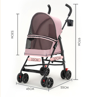 Poussette compacte et sécurisée pour petits animaux avec cadre métallique renforcé et intérieur confortable en Oxford