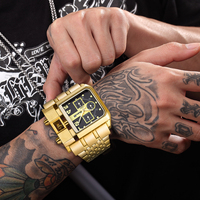 Montre à quartz carrée étanche pour homme, style populaire, non mécanique, couleur or