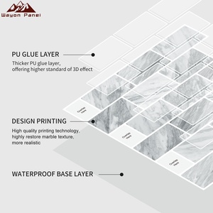 Wayon - Adhesivos 3D para Pared con Diseño de Azulejos de Metro, Color Blanco, Impermeables, para Decoración Interior Moderna - Product Image 3