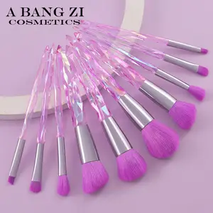 10Pcs Tím Pha Lê Xử Lý Trang Điểm Bàn Chải Với Kit Pha Lê Xử Lý Make Up Bàn Chải Nhãn Hiệu Riêng Makeupbrushes Cho Lip Applicators