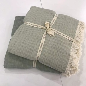 <span class=keywords><strong>Couverture</strong></span> en mousseline <span class=keywords><strong>personnalisée</strong></span> bon marché, couleurs contrastées avec des franges, <span class=keywords><strong>couverture</strong></span> en mousseline de luxe pour bébés filles et garçons - Product Image 1