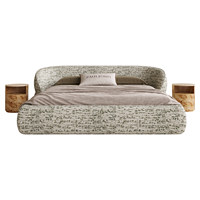Base de Cama Doble Moderna y Lujosa, Diseño Reclinable, Tapizada en Tela de Lino y Algodón Importado, Cama King Size para Recámara Principal