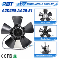 Nouveau ventilateur axial industriel AC A2D250-AA26-51 250 mm 400 V triphasé 160 W haute vitesse avec roulement à billes pour système de ventilation de cabinet