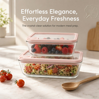 Boîte à lunch en verre borosilicate hermétique, fabriquée directement en usine, avec couvercles anti-fuite, compatible micro-ondes, récipient de préparation des repas pour les distributeurs