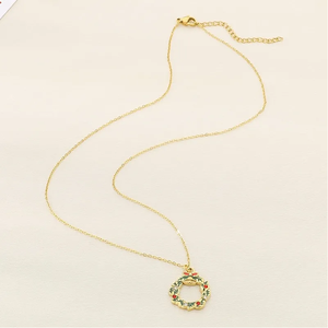 Collier pendentif de Noël tendance et mignon en acier inoxydable avec chaîne en corde, avec motif Père Noël, bonhomme de neige, élan, fournisseur indien - Product Image 1