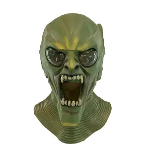 Goblin Mask Deluxe Green Man Halloween Cosplay Costume Prop,Adult green goblin costume and latex green goblin mask play party