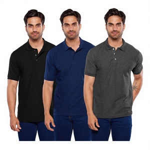 Camisetas de Manga Corta para Hombre, Tejido Sólido, 100% Algodón, Negro/Azul Marino/Heather - Product Image 3