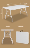 Table et chaises pliantes portables blanches en gros de 6 et 8 pieds pour événements extérieurs, repas, hôtels, barbecues, pique-niques, camping