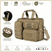 Sac à langer multi-poches 24L résistant à l'eau en polyester 600D avec matelas à langer amovible et poche pour lingettes pour bébé, idéal pour les voyages, personnalisable