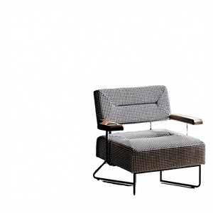 Fauteuil de loisirs moderne et simple à motif à carreaux, chaise en métal pour la maison, le bureau, le salon, l'hôtel, durable et écologique - Product Image 3