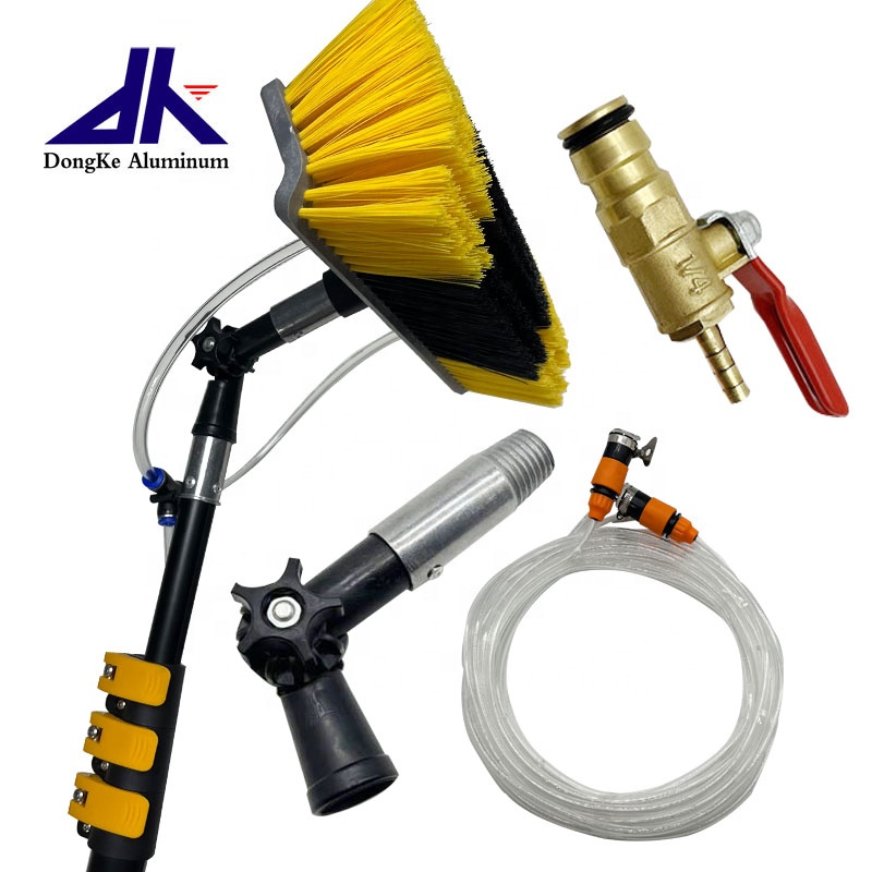 Water fed pole window cleaning brush kit with long handle aluminum tube