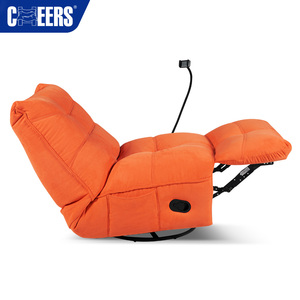 Fauteuil inclinable en tissu orange MANWAH CHEERS, fauteuil à bascule pivotant pour salon - Product Image 3