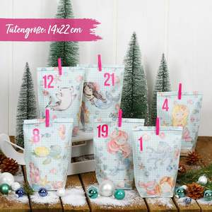 Papierdrachen Calendario <span class=keywords><strong>de</strong></span> Adviento Extravagante con 24 Bolsas <span class=keywords><strong>de</strong></span> Regalo Turquesa Resistentes al Grasa, 24 Pegatinas con Números, Manualidades con Motivo <span class=keywords><strong>de</strong></span> Sirena - Product Image 3