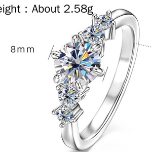 แหวนเพชร 5 เม็ดทรงกลม 1 กะรัต VVS GRA มอยส์ซาไนต์ ประดับทอง 14K แบบคลาสสิก สำหรับผู้หญิง - Product Image 6
