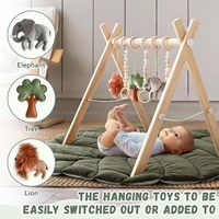 Tapis d'éveil en bois pour bébé en forme de feuille, avec 6 jouets sensoriels suspendus, pour salon, style vintage, rangement pour enfants