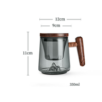 Tasse à thé filtre domestique Snow Mountain de grande capacité Infuseur en verre au design classique avec poignée en bois pour boire
