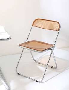 Wholesale <b>Foldable</b> Restaurant Hotel Dining Wedding Acrylic Plastic <b>Metal</b> Frame Folding <b>Garden</b> Outdoor <b>Chair</b> for Event - Product Image 3