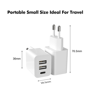 2025ใหม่ Product-15W ที่ชาร์จไฟฟ้าแบบหลายพอร์ต & อะแดปเตอร์ USB คู่ + PD 3พอร์ตรองรับ iPhone Samsung โทรศัพท์ Type <span class=keywords><strong>C</strong></span> ที่ชาร์จ - Product Image 6