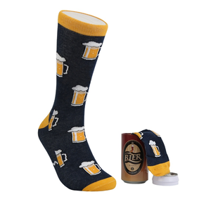 Nouvelles chaussettes pour hommes avec logo personnalisé créatif dans une <span class=keywords><strong>canette</strong></span> de bière pour un cadeau - Product Image 3