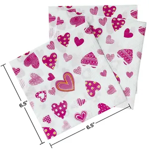 准备发货饮料印花餐巾纸纸巾2层爱心情人节装饰餐巾晚餐餐巾