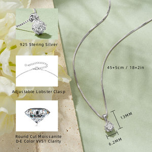 <span class=keywords><strong>Collana</strong></span> con Pendente Geometrico in <span class=keywords><strong>Argento</strong></span> 925 Personalizzabile con Logo, Romantico Moissanite Rotondo da 3mm, Regalo per Donne e Ragazze - Product Image 4