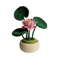 Buatan tangan bunga matahari kecil & Rose Crochet Bonsai pot bunga rajut untuk dekorasi rumah Natal Tahun Baru & hadiah Hari Valentine