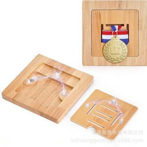 Wooden Square Medal <b>Display</b> Rack <b>Wall</b> Mounted Gold Badge Storage Living Room Collection Organizer Desktop Organization - Product Image 1
