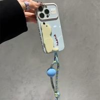 Étui de téléphone mignon avec support, compatible avec divers modèles, design en forme de cœur sur le côté, grande fenêtre