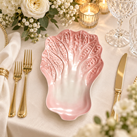 33cm Kunststoff-Platzteller Pulverbeschichtet Krautform Geprägte Blattstruktur Modern Grün-Weiß für Restaurant-Events