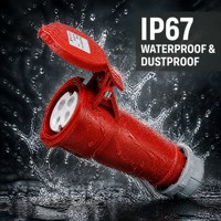 Connecteur industriel CHENF 4 broches IP67 étanche, coupleur de prise IEC, contacts en cuivre pur, boîtier ignifuge pour