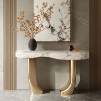 Table console moderne en métal doré avec plateau en bois, couleur personnalisable, rangement de luxe, garantie 5 ans, meubles de salon pour café/thé