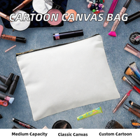 Pochette de maquillage en toile de coton durable et portable à motif de dessin animé, personnalisable avec fermeture éclair, pour voyage, rangement, cosmétiques, écologique, pour mariée