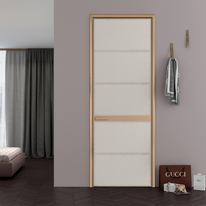 OPPOLIA - Puerta Interior Moderna de MDF y Madera Maciza con Bisagras, Aislamiento Acústico, Color Gris Beige, para Entrada de Casa o Apartamento - Product Image 2
