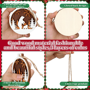 Pafu 12 piezas 3D hueco Reno madera colgante ornamento para Navidad granja rústico colgante conjunto - Product Image 4