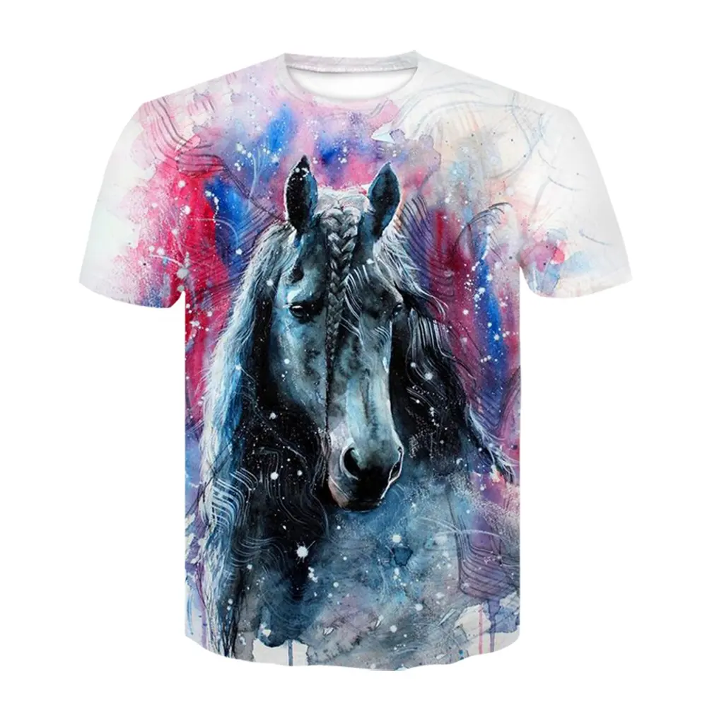 3d T Shirt Animal T-shirt Men Graffiti Ink Painting Horse T-shirts Landscape Shirt Print Funny Tshirts Casual Short Sleeve Shirt