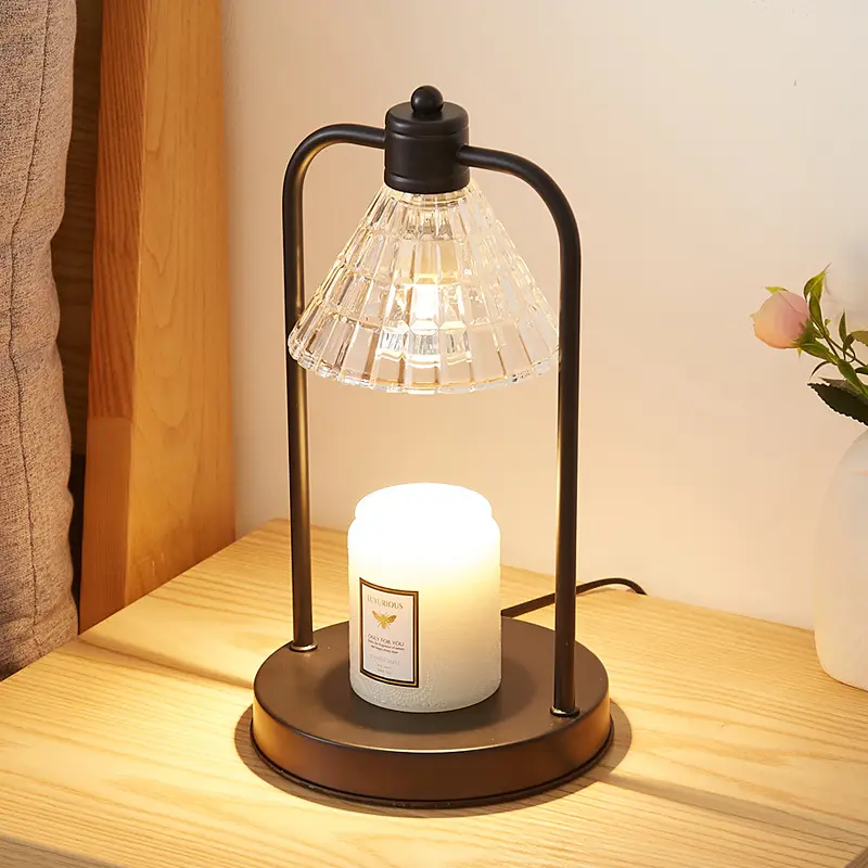 Lámpara de calentador de velas regulable con Base de madera, luz eléctrica, portavelas de cera de fusión por calor, calentador de velas perfumado eléctrico