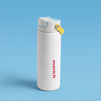 Bouteille d'eau isotherme en acier inoxydable avec couvercle à clapet et paille, anti-fuite, sans BPA, réutilisable, isolation thermique 12-24h pour adultes