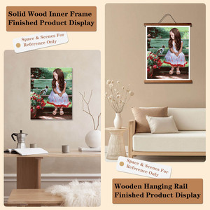 DIY Paint by Numbers Girl and Cat on Garden Bench Frameless <b>Framed</b> Scroll Available Warm Healing Home Wall Decor Oil Painting - Product Image 6