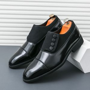 <span class=keywords><strong>Mocasines</strong></span> de cuero de color combinado para <span class=keywords><strong>hombre</strong></span> Estilo de botón de cabeza puntiaguda con característica plana para trajes Zapatos de un pie - Product Image 3